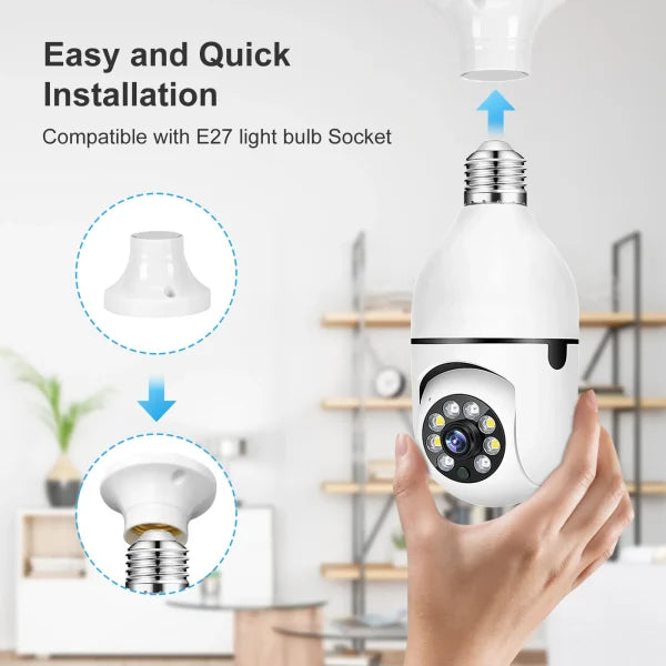 Bulb Camera 1080p Wifi 360 Degree Panoramic Night Vision Two-way Audio Motion Detection