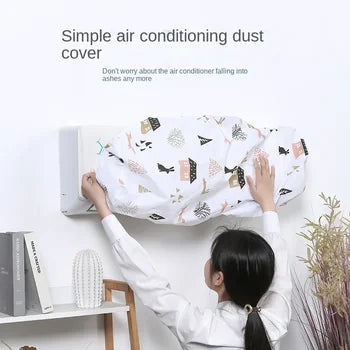 Air Conditioner Dust Cover Wall Mounted Indoor Hanging Dustproof Protective Cover (random Print)