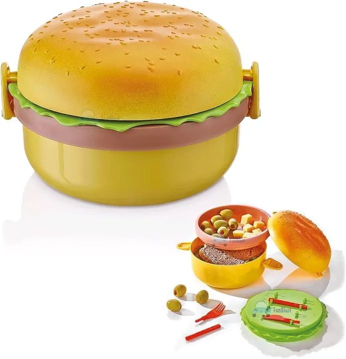 kids Lunch box tiffin box for school burger shaped meal it box large lunch box