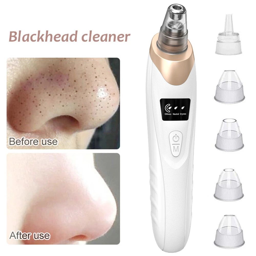 Upgraded Blackhead Remover Vacuum Facial Pore Cleaner Electric Acne Comedone Whitehead Extractor Tool 5 Probes For Women And Men